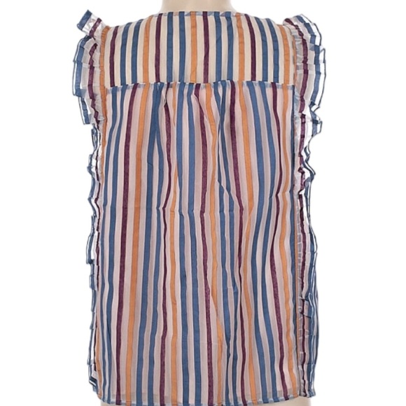 Maeve by Anthropologie Striped Elisabetta Sleeveless Top with Ruffles. Size 8. - Picture 6 of 11